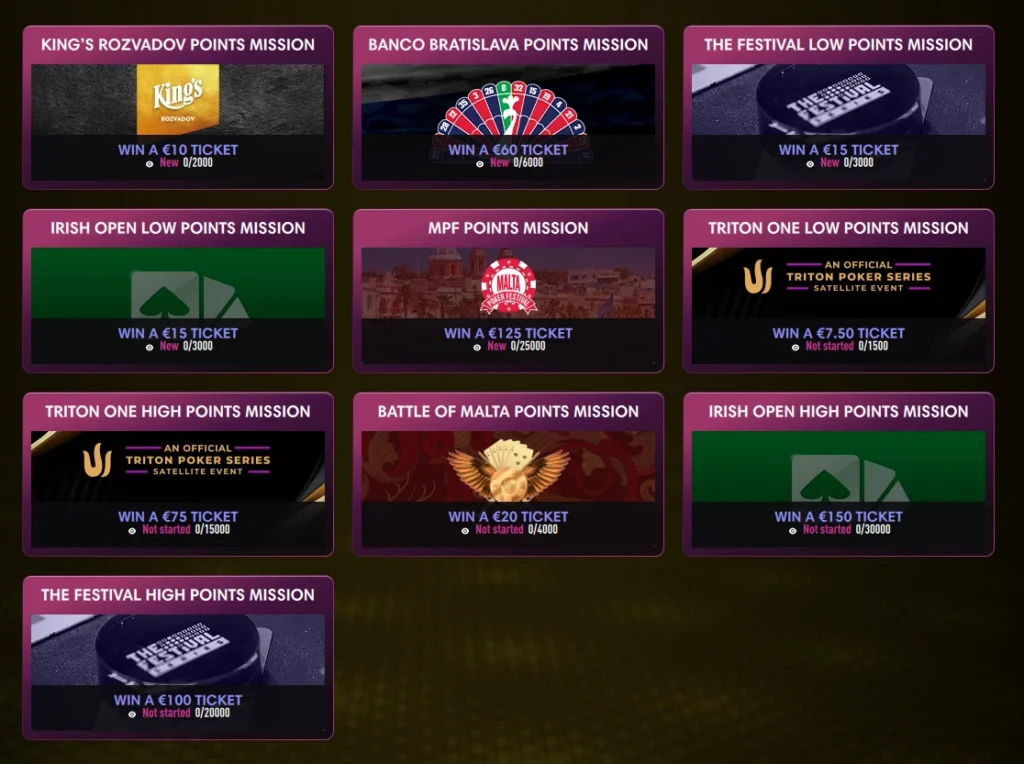 ChampionPoker missions and promotions with tournament ticket rewards