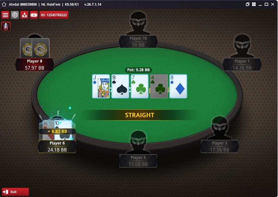 ChampionPoker cash game table on the iPoker software