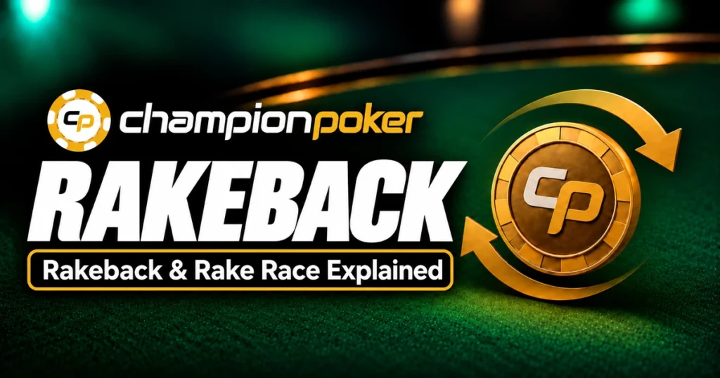 ChampionPoker rakeback and Rake Chase explained with gold cashback chip